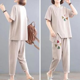 Women's Two Piece Pants 2Pcs/Set Leisure Tracksuit Comfortable Sport Outfit O-Neck Dressing Up Women Printing Top Long Activewear