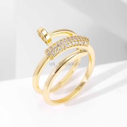 Band Rings Korea New Fashion Jewellery Exquisite 18K Real Gold Plated AAA Zircon Ring Elegant Women's Opening Adjustable Wedding Gift J230531