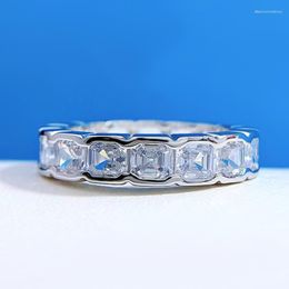 Cluster Rings 925 Silver Row Diamond Ring For Women 4 Pagoda Micro Inlaid Cross-border One Distribution