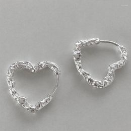 Hoop Earrings 925 Silver Needle Love Heart Earring For Women Girls Party Wedding Korean Trendy Jewelry Eh805