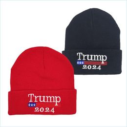Other Home Textile 2024 Trump Knitted Woolen Hat American Campaign Mens And Womens Cold Warm Hats Drop Delivery Garden Textiles Dhfvx