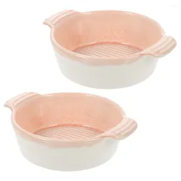 Bowls 2 Pcs Ceramic Amphora Bowl Baking Tray Soup Ramen Microwavable Cooking Salad Mixing Storage Bread Pan Oven French