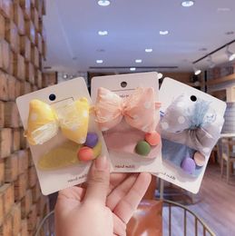 Hair Accessories Girls Bows Big Korean Ribbon Cloth Clips For Flower Elastic Bands Headdress Q41