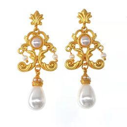 New Earrings Exaggerate Cross Earrings Baroque Retro Court Style Earstuds Women's Long Style Personality Earrings