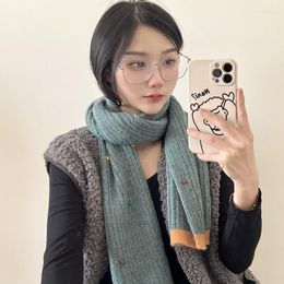 Scarves Cute Colourful Dot Winter Knitted Cashmere Warmer Pure Colour Scarf Fashion Ladies Travel For Women