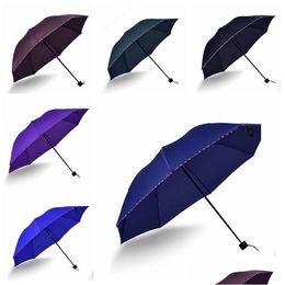 Umbrellas Firm Windproof Large Umbrella Three Folding Black Coating Antiuv Sunny Rainy Short Handle Wholesale Dbc Drop Delivery Home Dhlmp