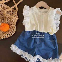 Clothing Sets Girls Set Summer Fashion Shirt Top Denim Shorts Girl Clothes Kids 2pcs 6 7Y