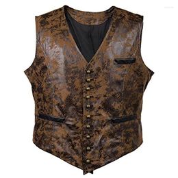 Vintage Western Cowboy Style Slim Fit Men's Suede Leather brown leather waistcoat for Business and Casual Wear