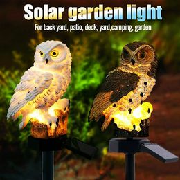 gufo luce solare con pannello solare gufo per spaventare gli uccelli lampada da prato IP65 resistenza all'acqua decorazioni con paletto per giardino cortile cortile percorso led
