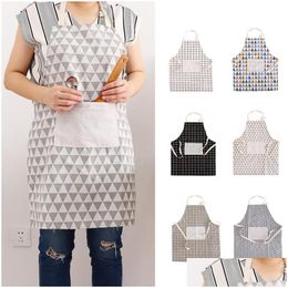 Aprons Women Fashion Printed Apron Bibs Cooking Baking Cleaning Halter Tether Bandage Sleeveless Home Kitchen Accessories Dh1233 Dro Dhok3