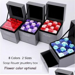 Party Favour Soap Flower Jewellery Box Set Artificial Rose Romantic Valentines Day Mothers Festival Creative High Grade Gift Db Dhsyz