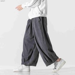 Men's Pants 2022 Cotton Jogger Pants Mens Streetwear Casual Harem Pants Male Trouser Solid Color Pants Oversized Man Corduroy Clothing L230520