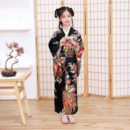 Ethnic Clothing Child Novelty Cosplay Floaral Dress Japanese Baby Girl Printing Kimono Children Vintage Yukata Kid Dance Costumes