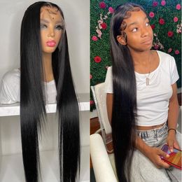 Straight Transparent 13x4 Lace Front Human Hair Wigs 30 32 38 Inch For Black Women Glueless 4x4 Closure Wig Pre Plucked Long