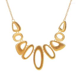 Chains Steampunk Statement Necklaces Women Gold Colour Metal Irregular Scrub Bib Choker Necklace Geometric Water Drop Pendants Jewellery