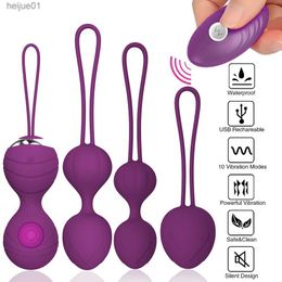 Adult Toys 5pcs Vagina Exercise Kegel Balls Kit Ben Wa Balls 10Speed Vibrator Wireless Remote Control Jumping Eggs Erotic Sex Toy For Women L230518