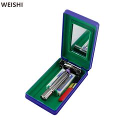 Blade WEISHI 9306 Double Edge Safety Razor Men Manual Shaver with Travel Plastic Case