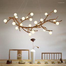 Chandeliers Nordic Living Room Restaurant Chandelier Creative Personalised Branch Lamps Tea Japanese Homestay Multi Head Pendant Lights