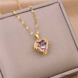 Pendant Necklaces Exquisite Fashion Copper Inlaid Crystal Zircon Ocean Heart Necklace for Women Angel Wings Chain Designer Jewellery Gift