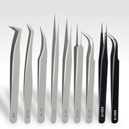 Brushes Glamlash ESD ST SA Series Antistatic Eyelash Extension Tweezer Curved Lash Tweezer Straight Tip Tweezer Makeup Tool