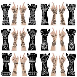 Stencils 12sheet/set Large Henna Hand Tattoo Stencils Flower Glitter Airbrush Mehndi Indian Henna Tattoo Templates Stencil For Hand Paint