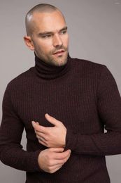 Men's T Shirts DeFacto Men Autumn Winter Warm Turtleneck Sweater Skinny Solid Color Long Sleeve Casual Knitted Top