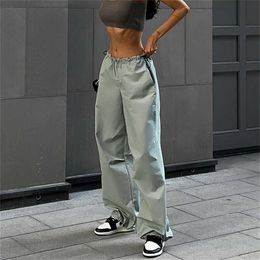 Pantaloni cargo moda donna 2023 nuovi pantaloni streetwear a vita alta con coulisse pantaloni larghi casual pantaloni neri larghi Y2k