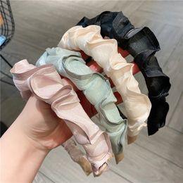 High Grade Pleated Solid Colour Fabric Headbands Fashion Hair Accessories For Women Trendy Lace Hairband Hair Band Girl Headwear