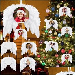 Christmas Decorations 2023 New Angel Wing Sublimation Blank Feather Xmas Hanging Ornament Room Decor Drop Delivery Home Garden Festi Dh5Sk