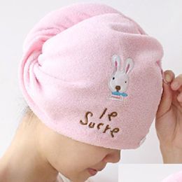 Towel Women Girl Bathroom Hair Dry Hat Super Absorbent Quickdrying Superfine Fibre Bath Cap Salon 62X21Cm Dh0684 Drop Delivery Home Dhwyn