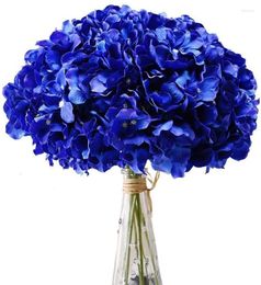 Decorative Flowers 10pcs Royal Blue Silk Hydrangea Heads With Stems High Quality Artificial For Wedding Home Decor