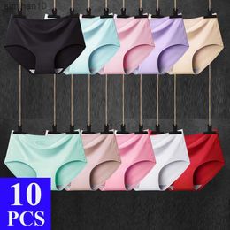 Briefs Panties 10 Pcs/lot Seamless Panties Women Sexy Ice Silk Panties Briefs Female UnderwearSexy Lingerie String Femme Bragas Underpant L230518