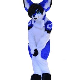 Blue Husky Fox Medium Length Fur Mascot Costume Walking Halloween Christmas Large Event Suit PartyPartyCarnival Adult Size