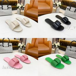 Designer Slippers Women Sandals Leather Mules Summer Flat Stylist Slides Ladies Beach Sandal Fashion Party Scuffs with box