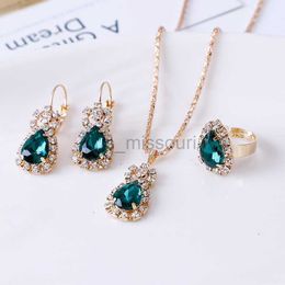 Band Rings Water Drop Shining Rhinestone Necklace Earring Ring Set Three Piece Bridal Jewelry Set Jewelry Sets for Women J230531