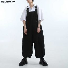 Men's Pants 2023 Men Jumpsuits Solid Colour Loose Korean Casual Wide Leg Straps Rompers Streetwear Fashion Leisure Men Overalls S-5XL INCERUN L230520