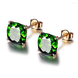 Stud Earrings Simple Square Green Crystal Fashion Romantic Women's Party Accessories Jewelry Unusual