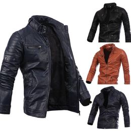 Men's Leather Jacket For Biker Distressed Genuine Lambskin Top Quality Material parka jacket men