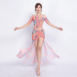 Stage Wear 2023 Sexy Women Oriental Dance Dress Tie Dye Suit Classical Bellydance Costmues Top And Skirt Ladies Costume