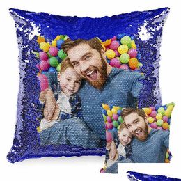 Pillow Case 11 Colors Diy Sublimation Blank 40X40 Sequin Couch Ers Creativity Fashion Pillowcase Decoration Gift Pillowslip Drop Del Dh5We