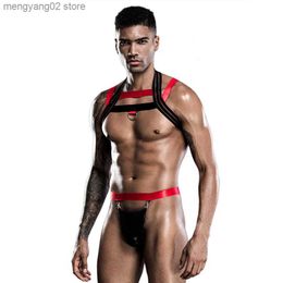 Sexy Set JSY Sexy Bodysuit Lingerie Set Men's Vest Pajamas Hot Erotic Harness Catsuit Sleepwear Comes Sex Club Belt Role Play Outfits T230531