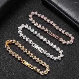 Link Bracelets Women Shiny Rhinestone Charm Austria Crystal Bangles Hand Chain Wedding Bridal Fashion Jewelry Birthday Gifts