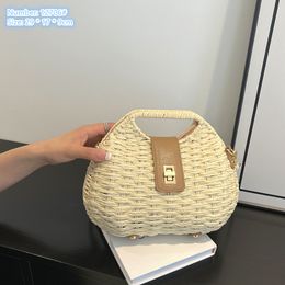 wholesale ladies shoulder bags 2 Colour stereotypes woven mobile phone coin purse summer holiday straw beach bag popular belt decorative shell backpack 12706#