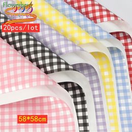 Packaging Paper 20pcs Plaid Chequered Gift Packaging Paper Waterproof Craft Paper Flower Bouquet Wrapping Paper Wrapped Flower Packaging Paper 230530