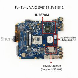 Motherboard DA0HK5MB6F0 For Sony SVE151 SVE152 MBX269 Laptop Motherboard With HM76 HD7670M 1GB 2GB Video Card A1892856A A1892855A A1876099A