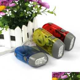 Other Home Garden 3Led Hand Press Flashlight Torch Camp Light Plastic Dynamo Energy Saving Night Outdoor Crank Torches Dbc Drop Del Dhmha
