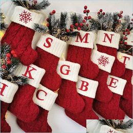 Christmas Decorations 18X14Cm Exquisite Socks Festive Scene Decoration Knitted Letter Sock Gift Bag Drop Delivery Home Garden Party S Dhh0R