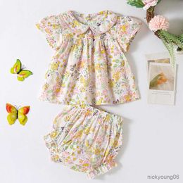 Clothing Sets Baby Girl Floral Shirt and Short Pants Pieces Summer Princess Birthday Infant