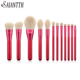 Brushes SAIANTTH 12pcs red wood makeup brushes set bronzer sculpting blush concealer brush professional cosmetic beauty pincel maquiagem