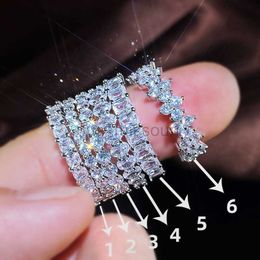 Band Rings Huitan Fashion Luxury Women Ring Micro Paved Big RoundSquareOval CZ Promise Ring Wedding Jewellery Wifes Love Gift High Quality J230531